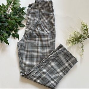 Plaid Ankle Length Pleated Trousers